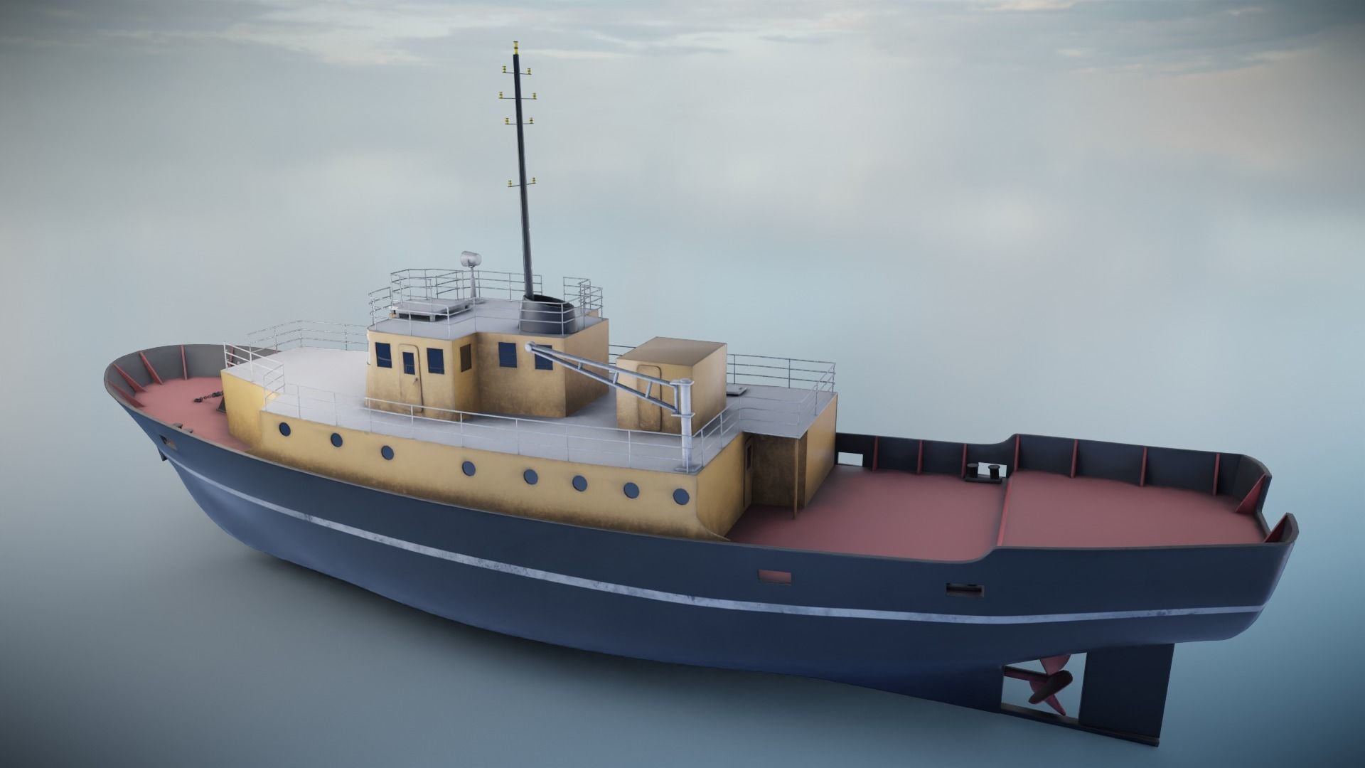 Industrial Ship Low-poly 3D model_7