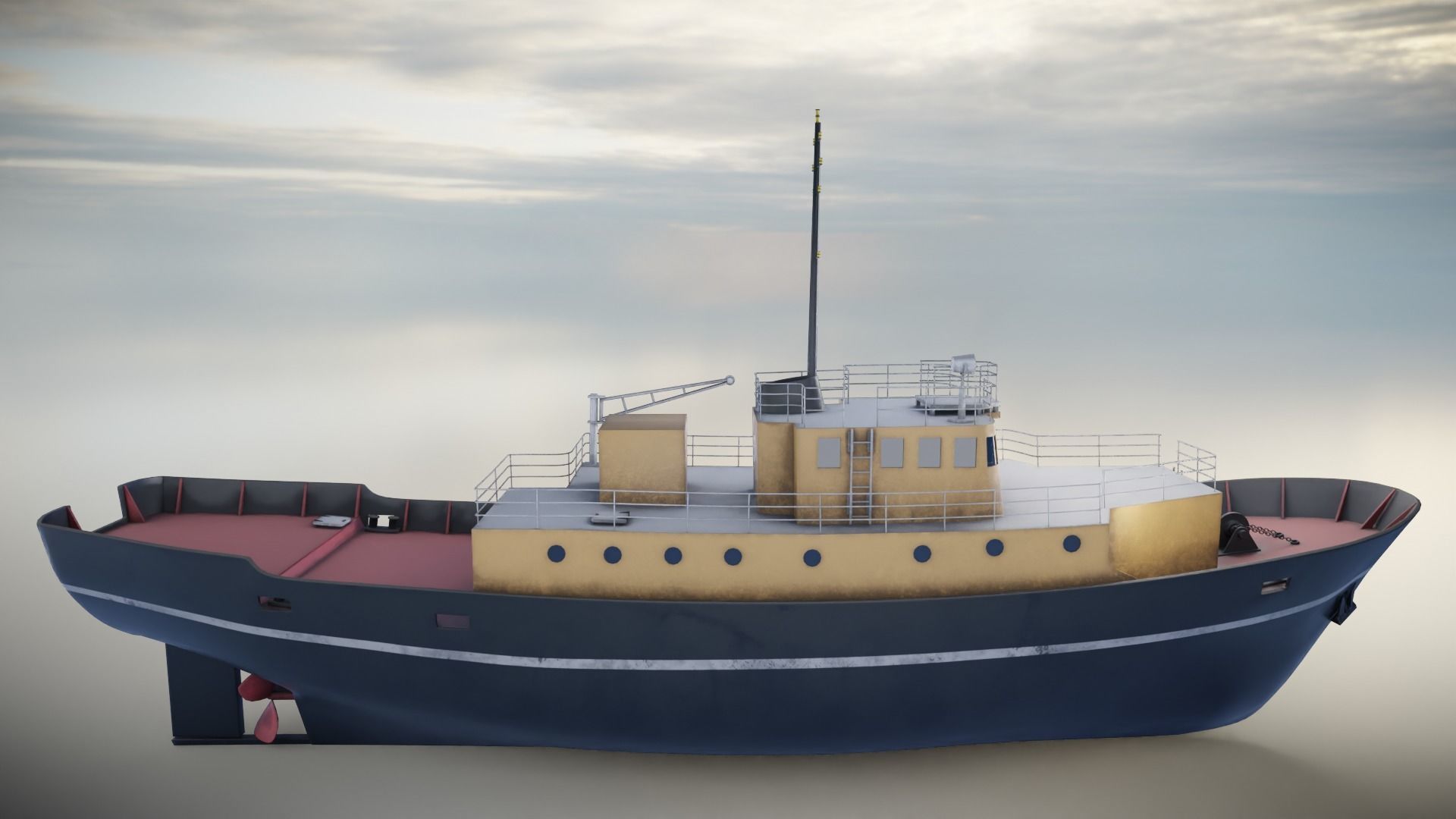 Industrial Ship Low-poly 3D model_4