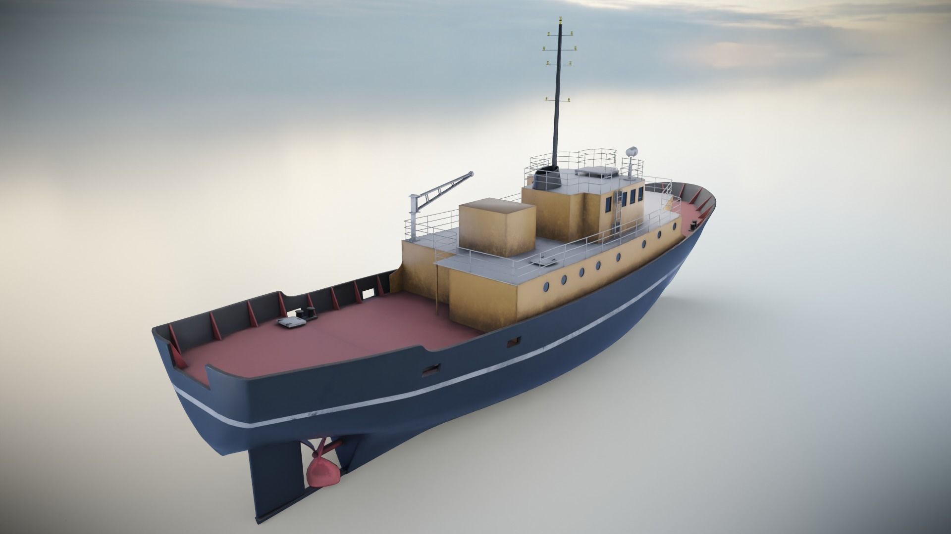 Industrial Ship Low-poly 3D model_5