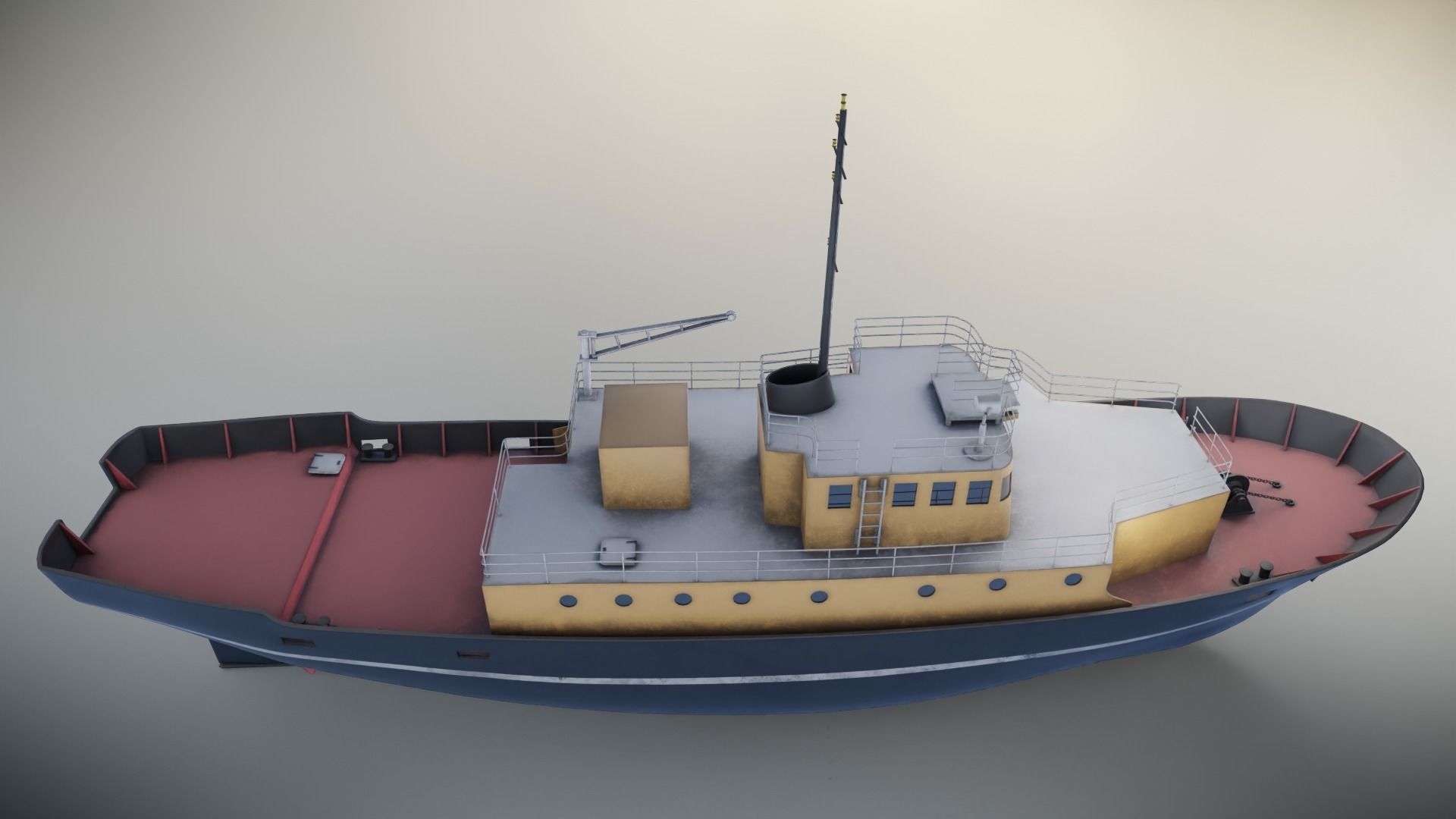 Industrial Ship Low-poly 3D model_8