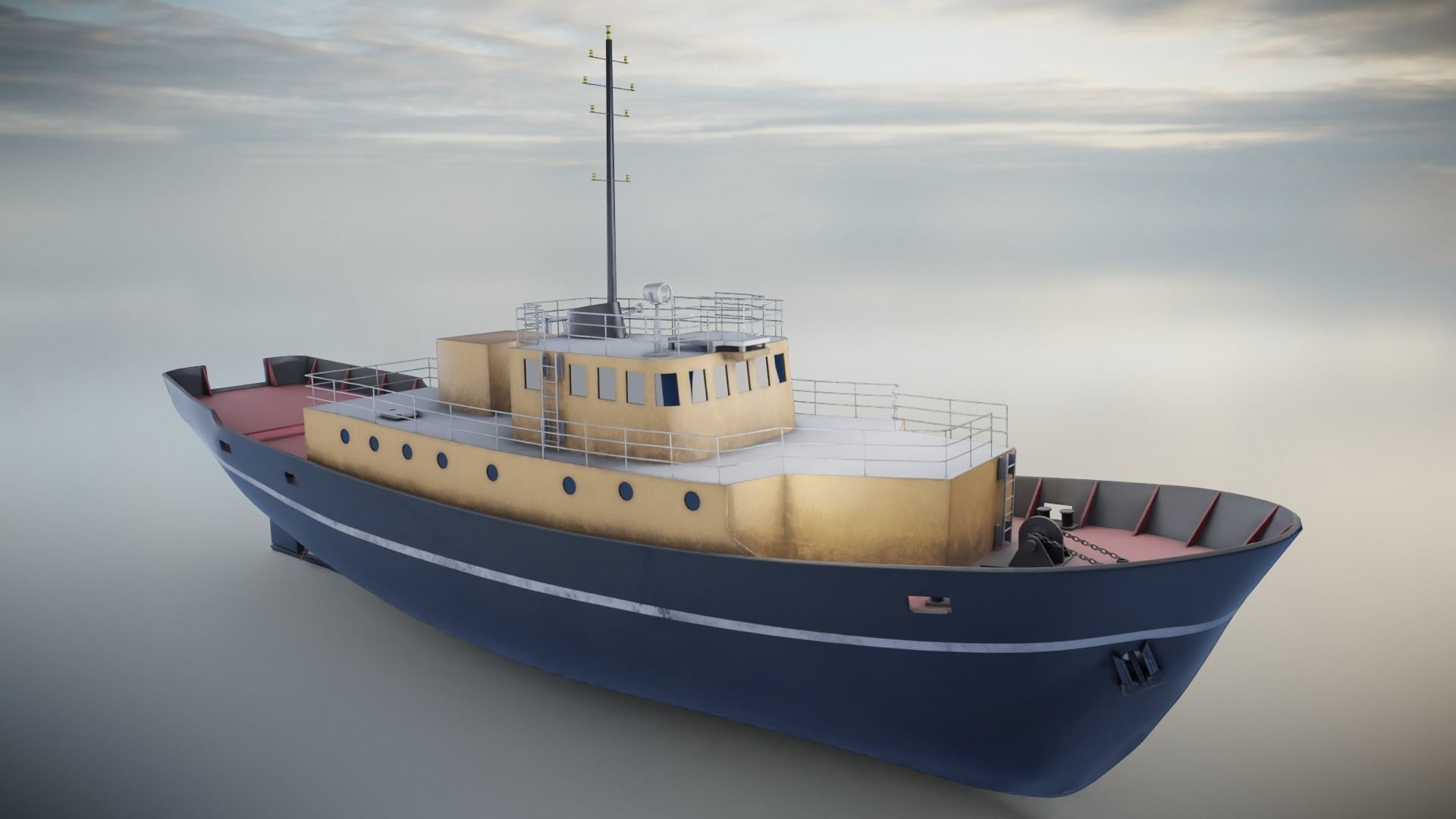 Industrial Ship Low-poly 3D model_2