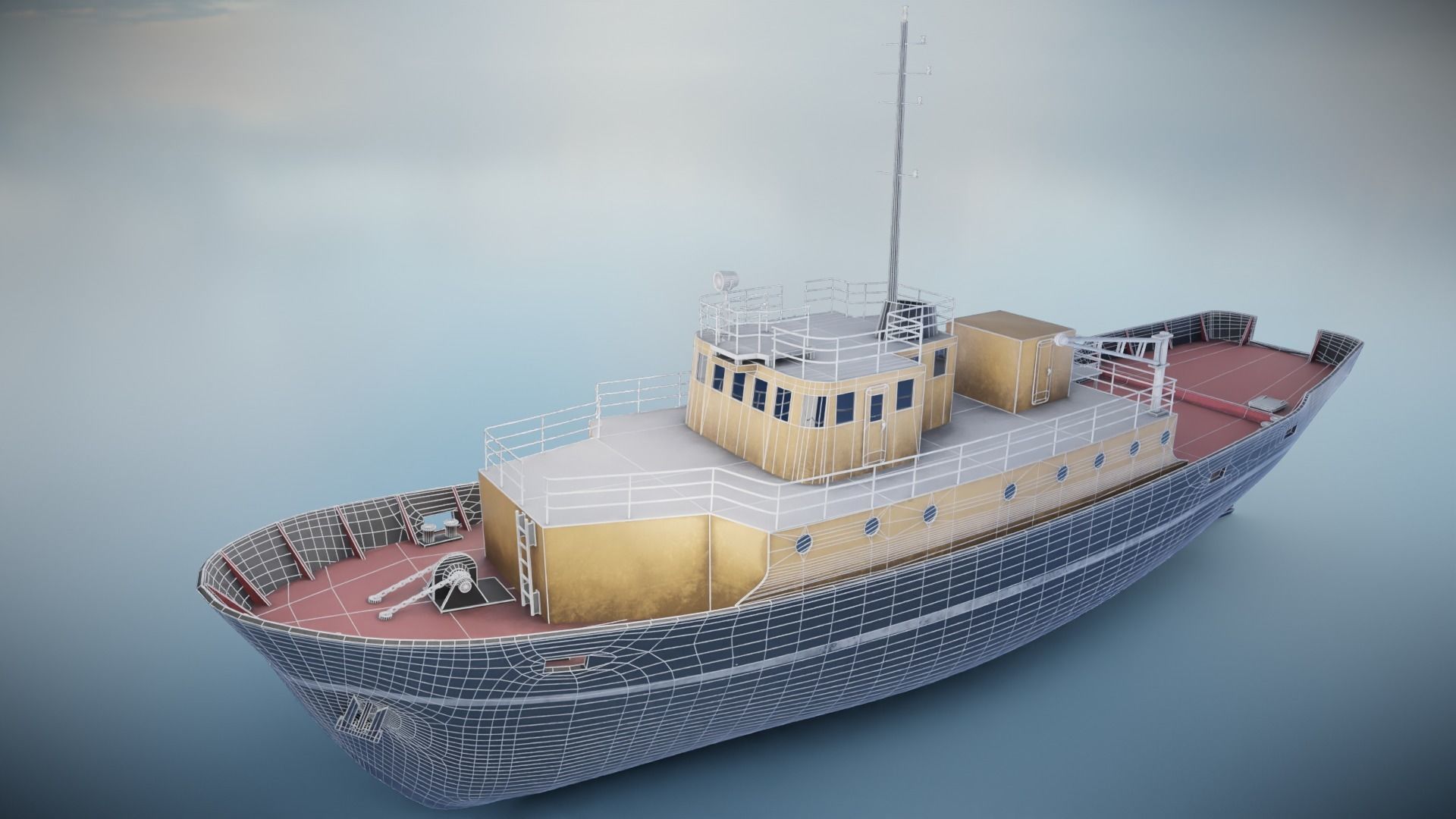 Industrial Ship Low-poly 3D model_10