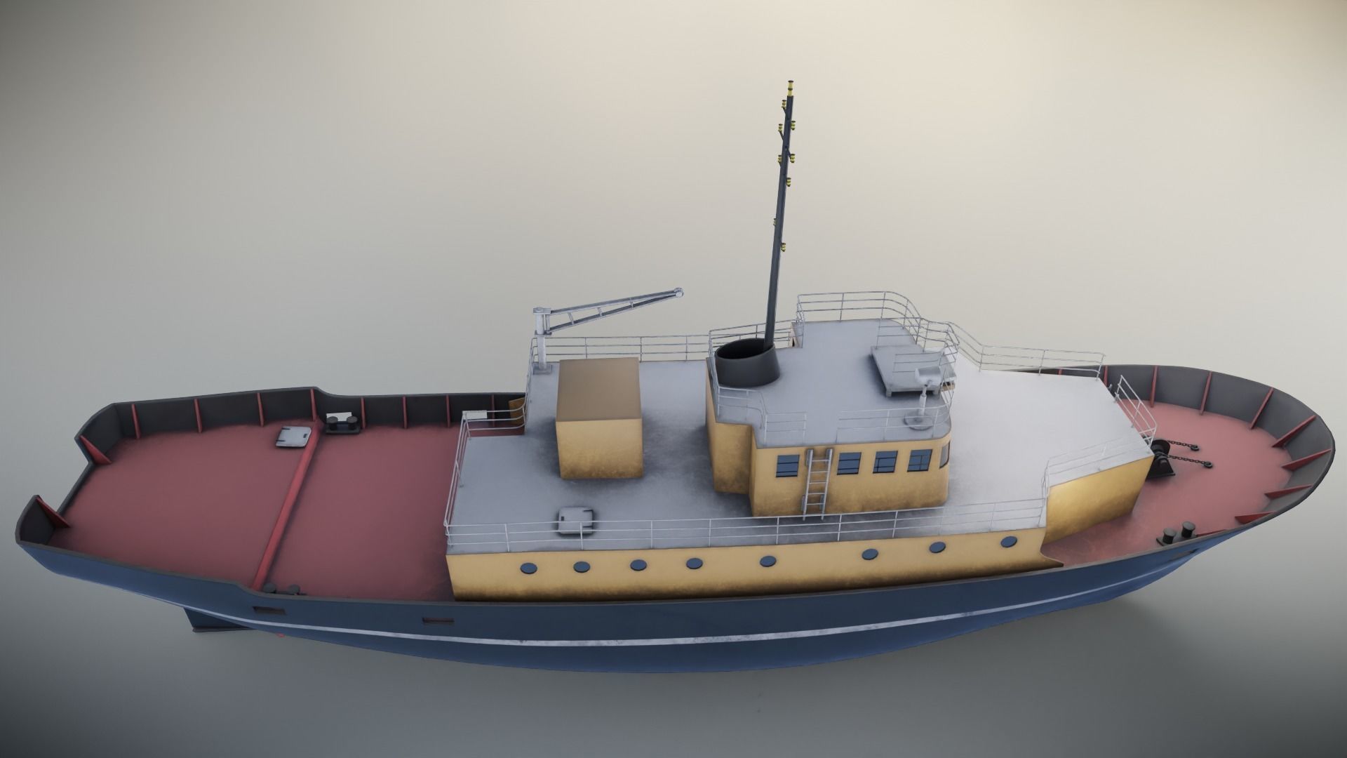Industrial Ship Low-poly 3D model_9