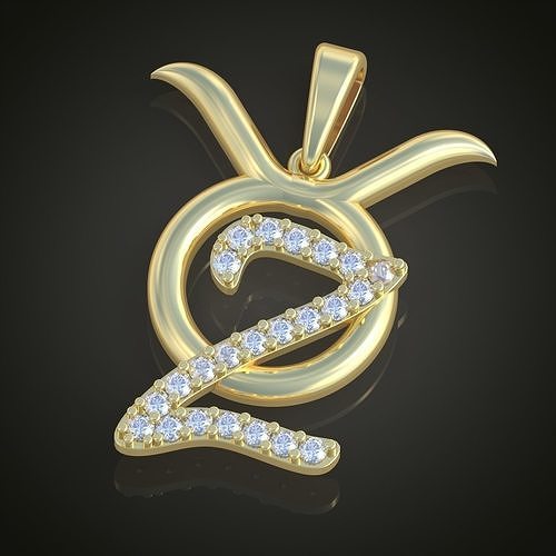 Taurus with letter Z Pendant model 3D 0213 printable model 3D print model