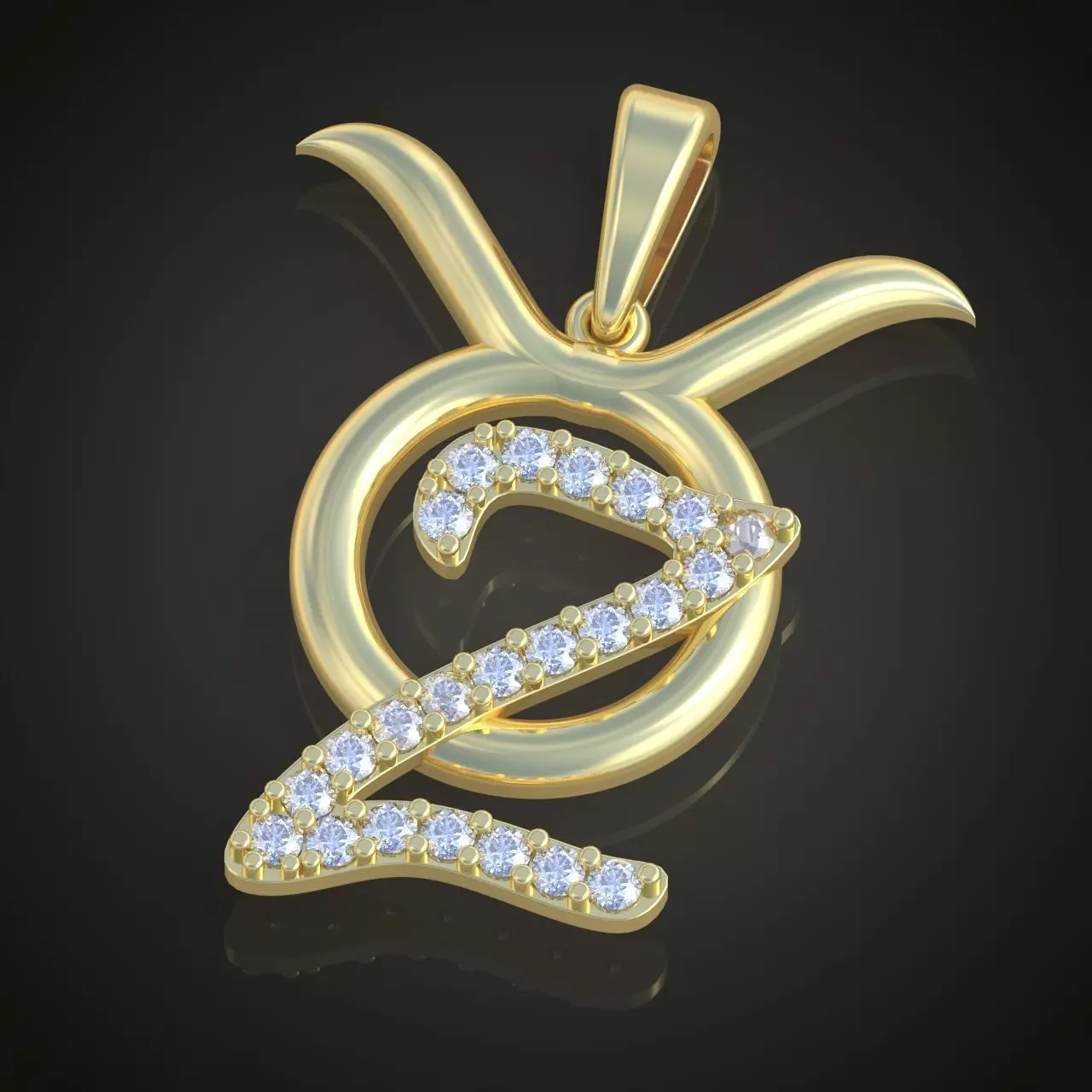 Taurus with letter Z Pendant model 3D 0213 printable model 3D print model_0