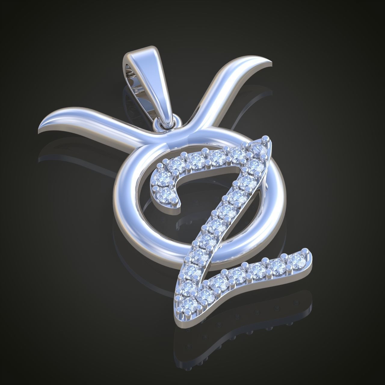 Taurus with letter Z Pendant model 3D 0213 printable model 3D print model_1