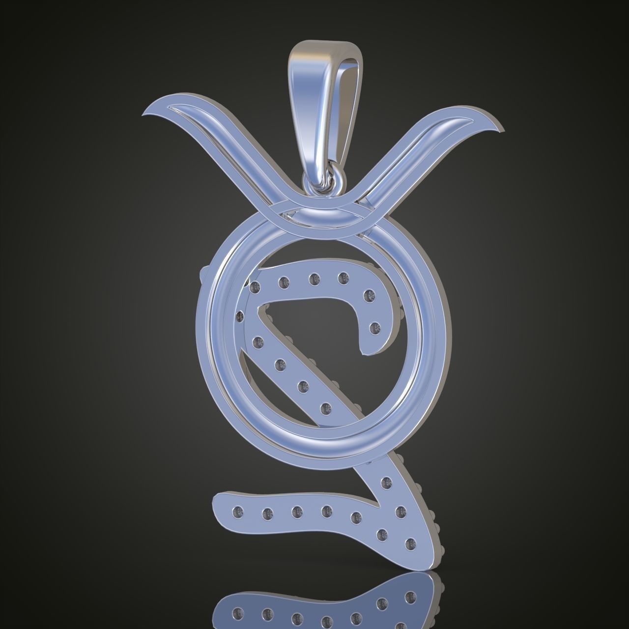 Taurus with letter Z Pendant model 3D 0213 printable model 3D print model_4