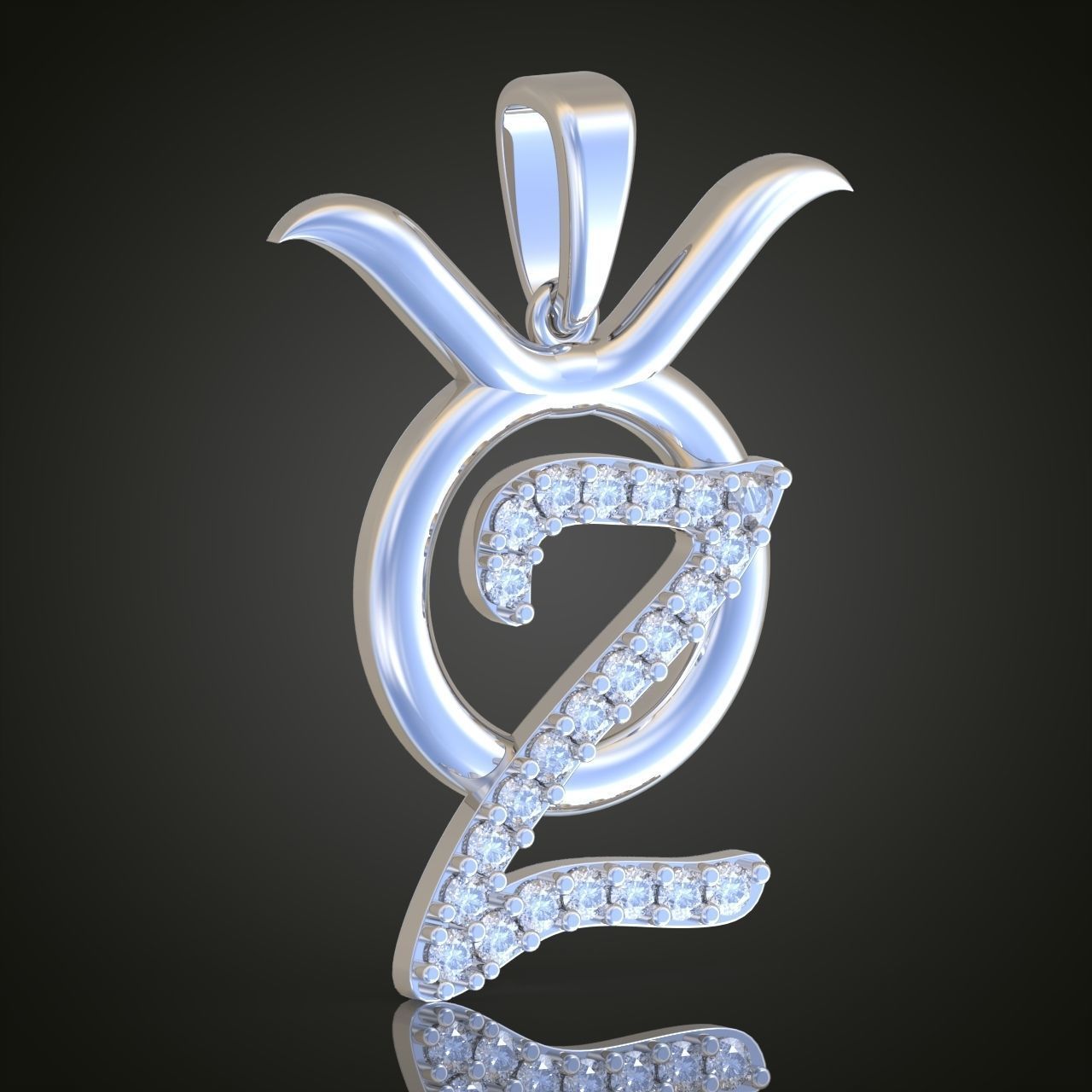 Taurus with letter Z Pendant model 3D 0213 printable model 3D print model_3