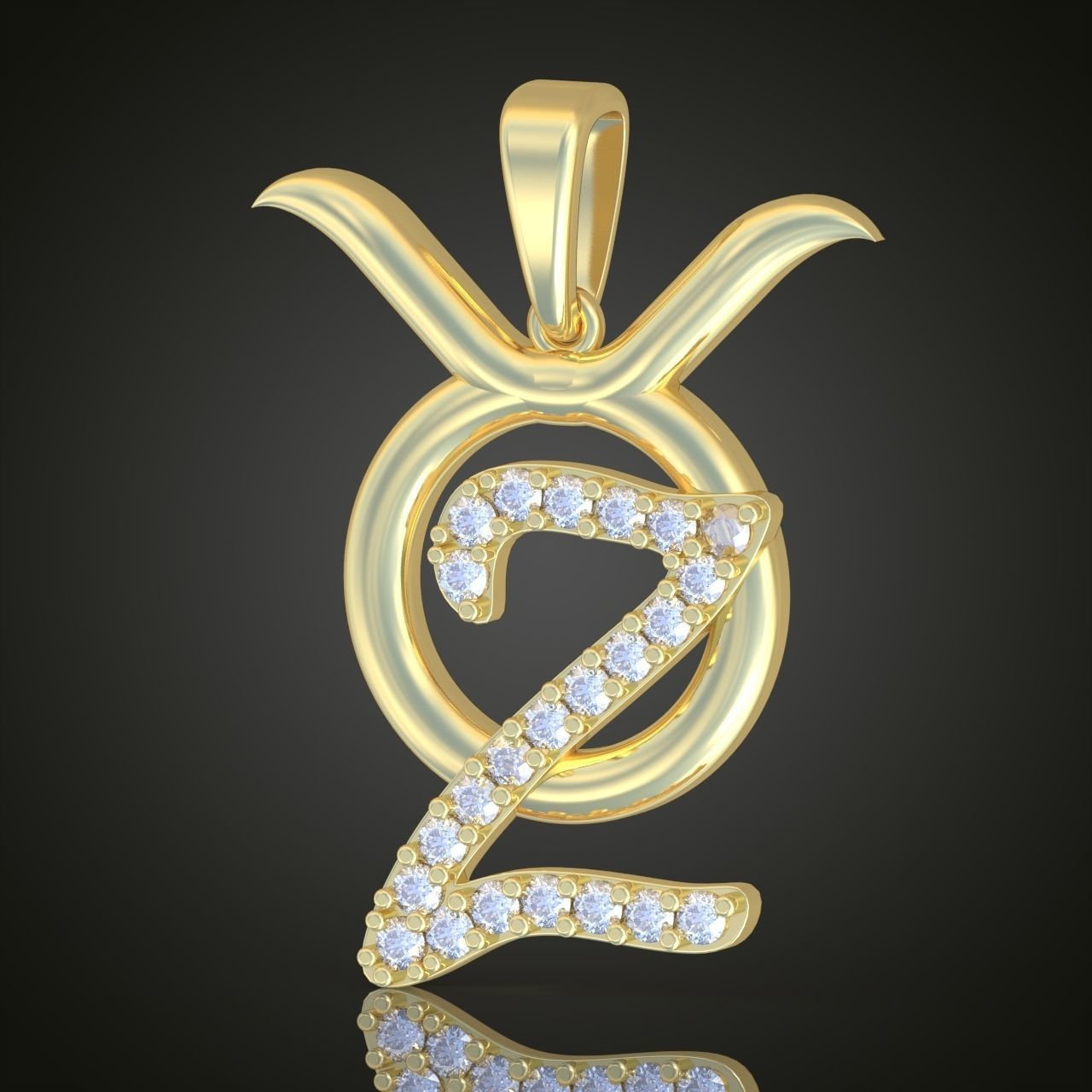 Taurus with letter Z Pendant model 3D 0213 printable model 3D print model_2