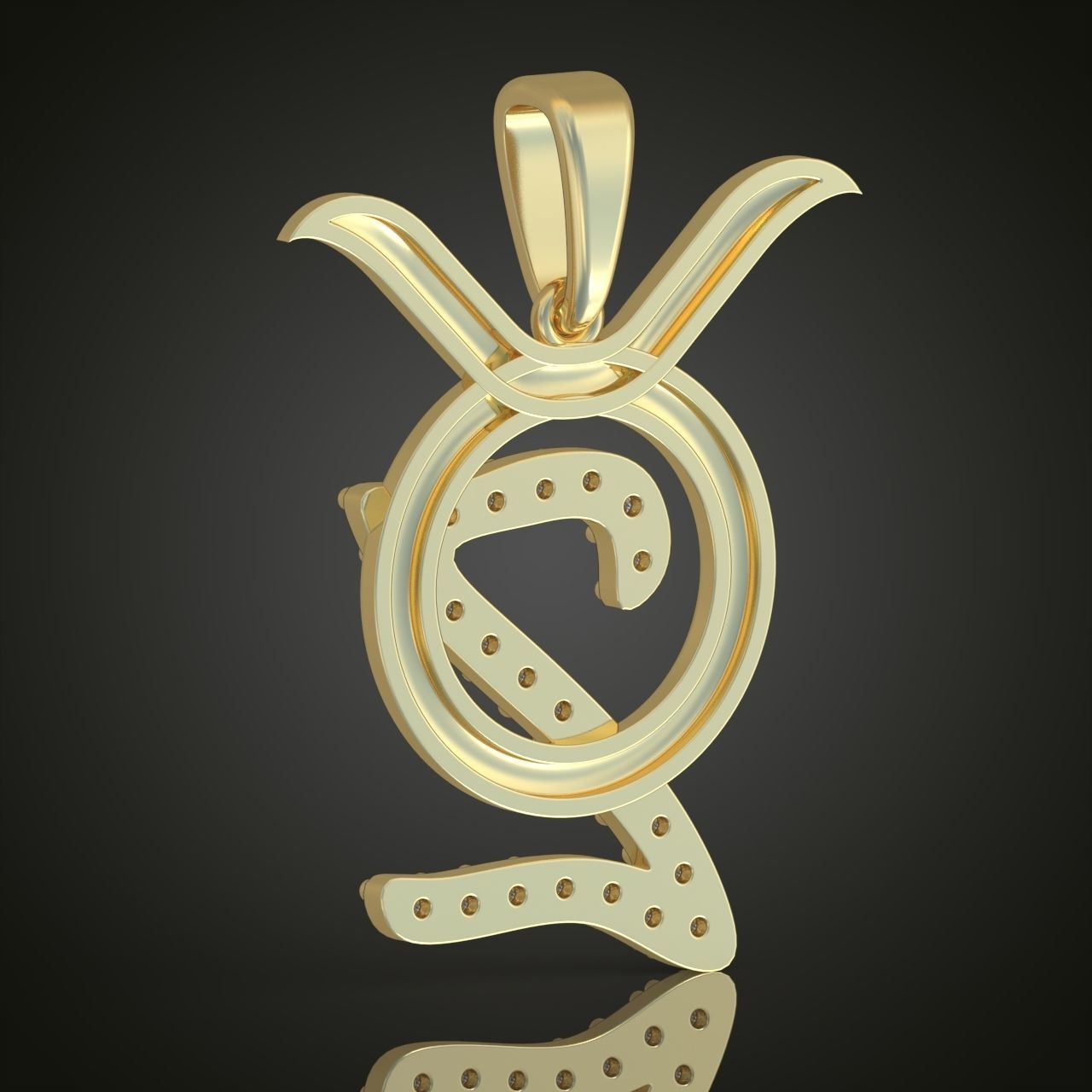 Taurus with letter Z Pendant model 3D 0213 printable model 3D print model_5