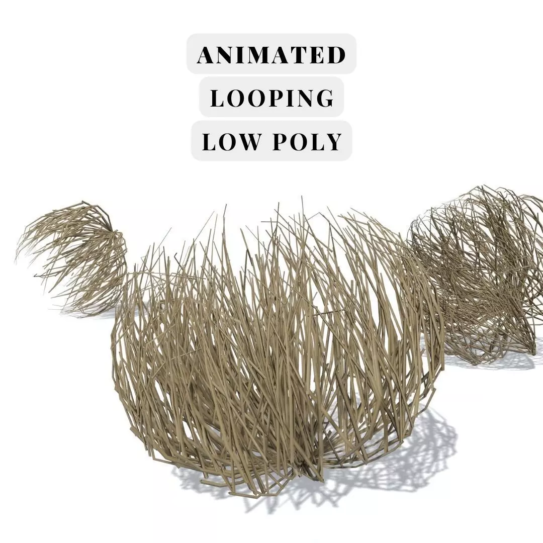 Tumbleweed animated looping Low-poly 3D model_0