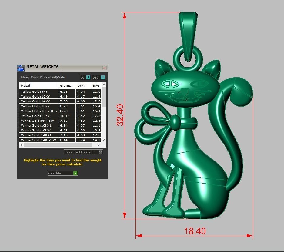 Cat Pendant model 3D 0214 printable model 3D print model_9