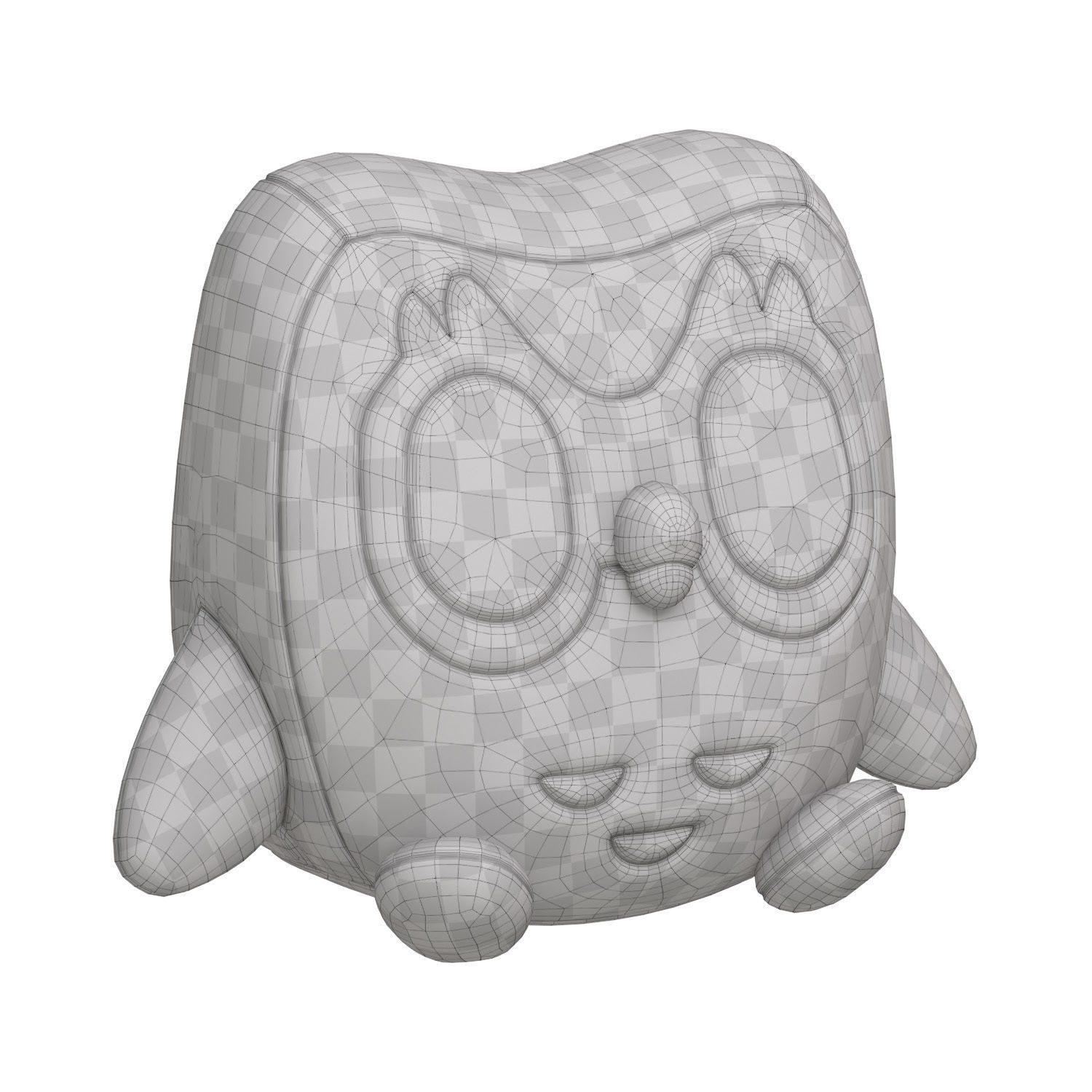 Soft toy Green Owl 3D model_5