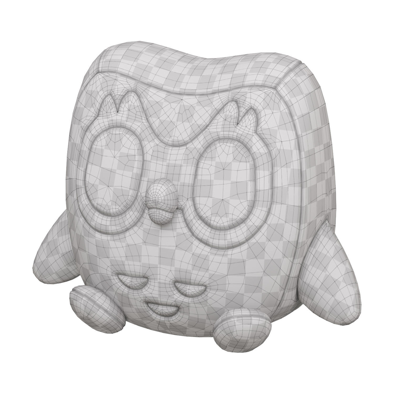 Soft toy Green Owl 3D model_7