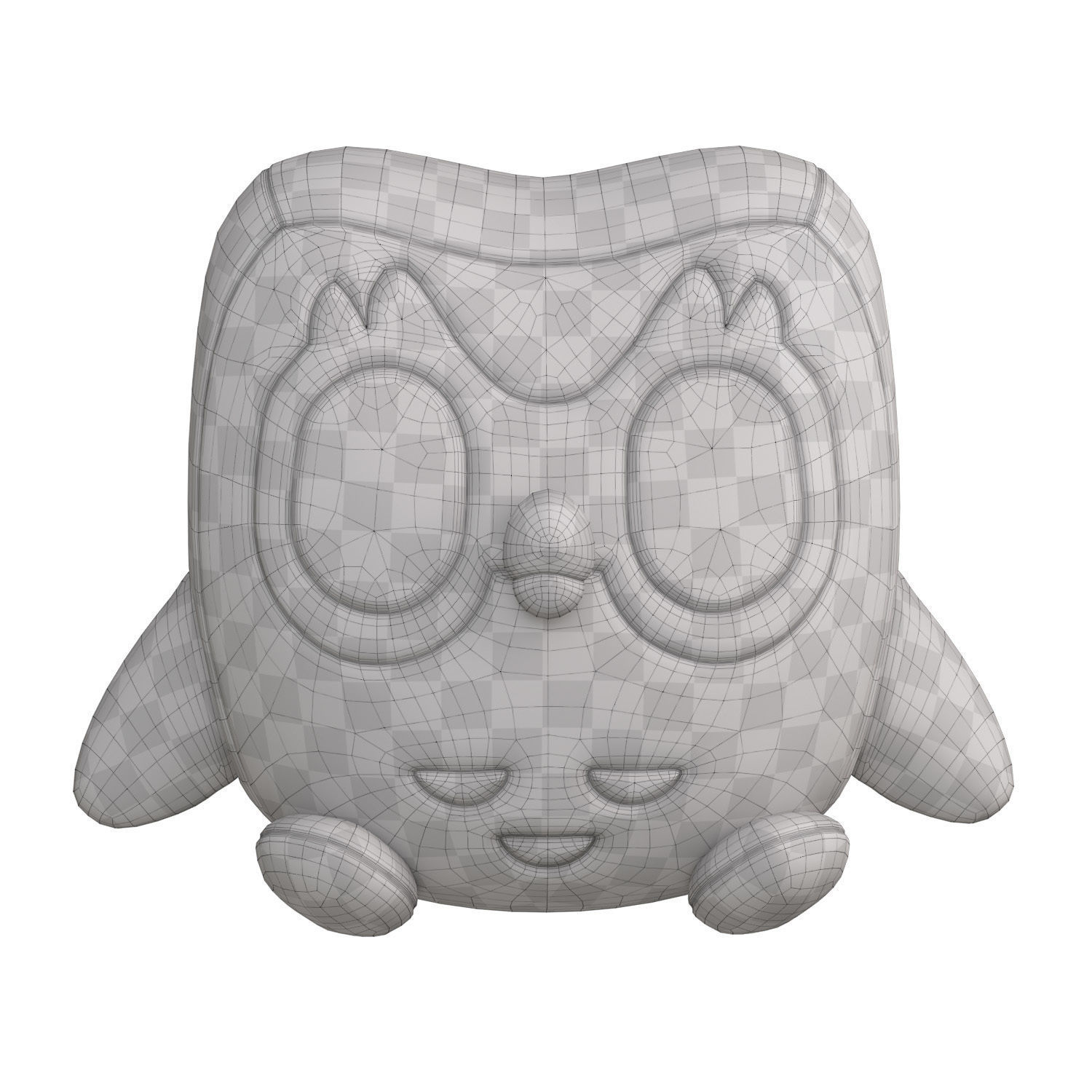 Soft toy Green Owl 3D model_8