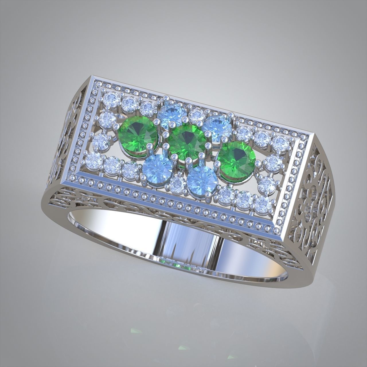 Diamond ring 0422 3D printable model 3D print model_3