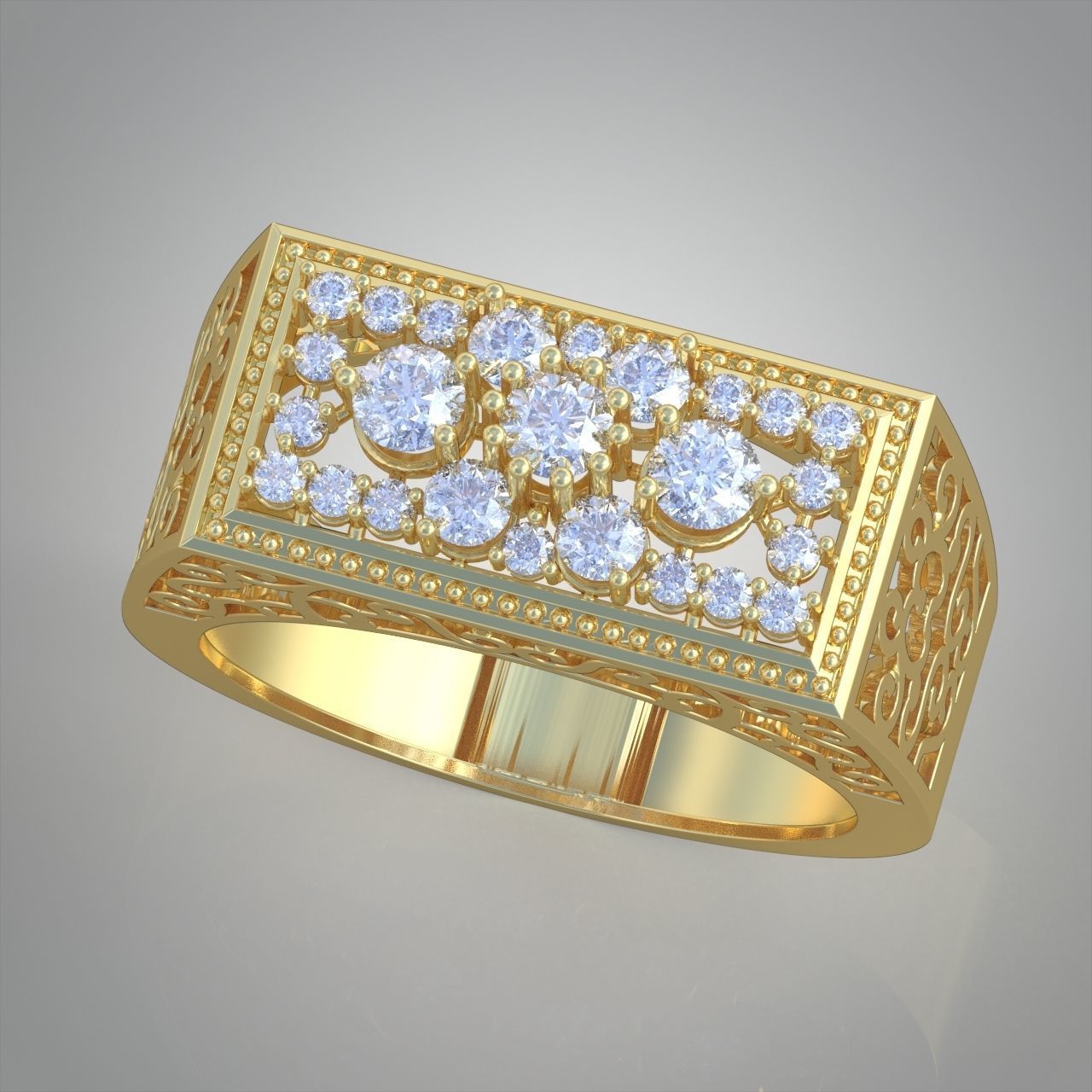 Diamond ring 0422 3D printable model 3D print model_1