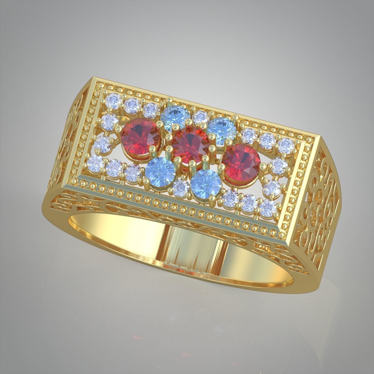 Diamond ring 0422 3D printable model 3D print model_2