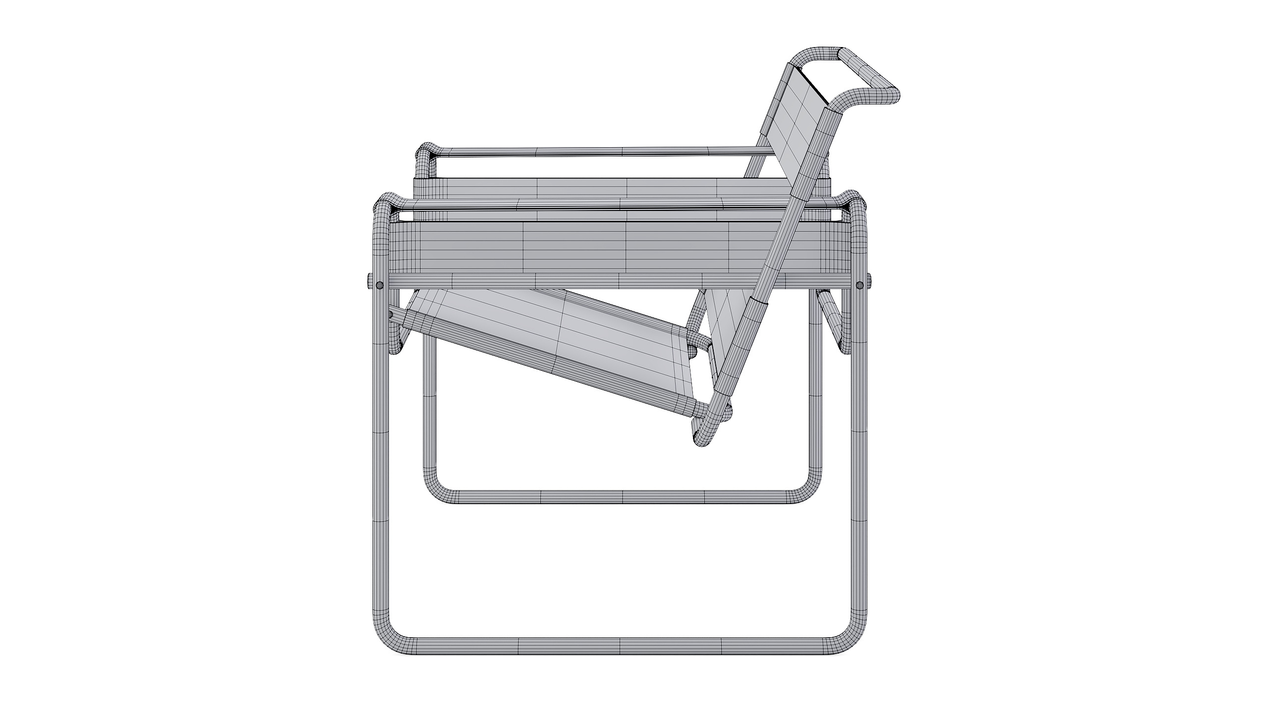 Wassily chair Low-poly 3D model_10