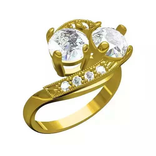 Two Round Diamond Bypass Engagement Ring