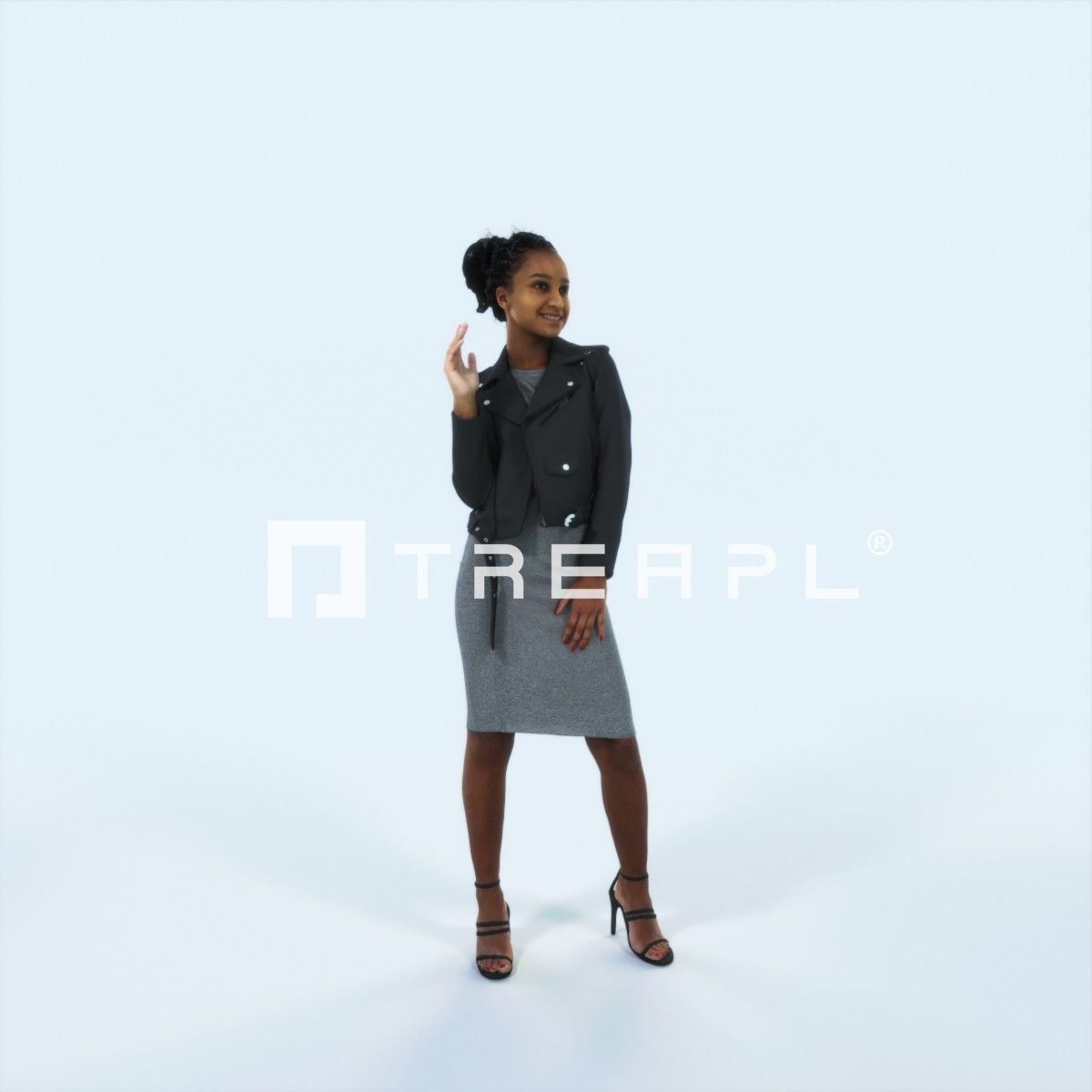 XAG07 10X Casual Camera Woman African Asian Black Sitting 010 Low-poly 3D model_38