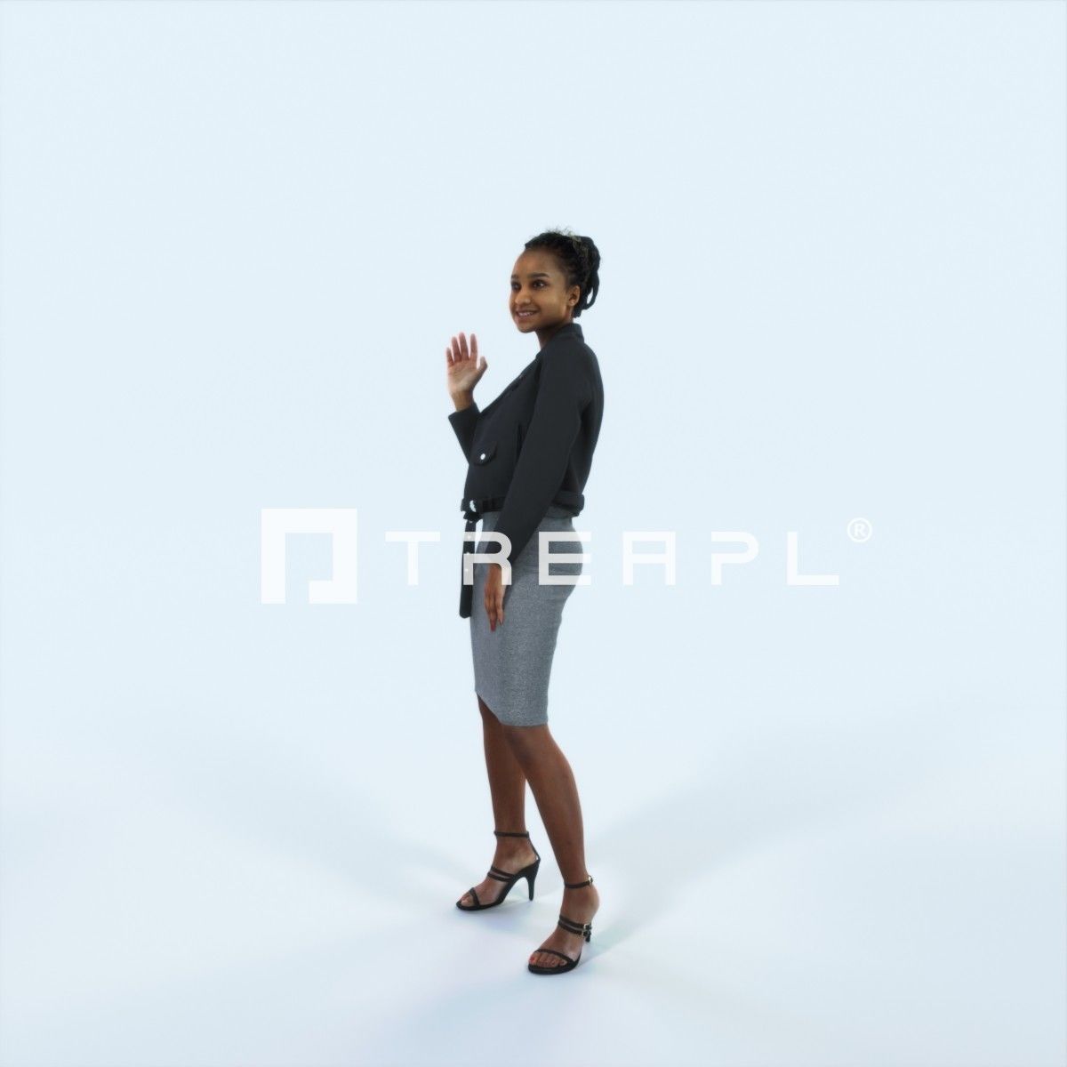 XAG07 10X Casual Camera Woman African Asian Black Sitting 010 Low-poly 3D model_42