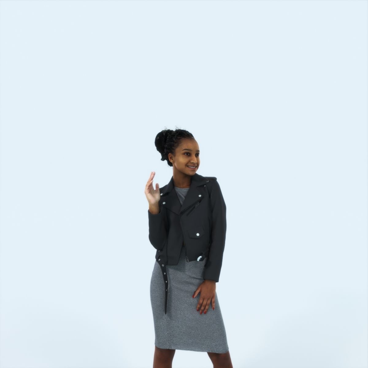 XAG07 10X Casual Camera Woman African Asian Black Sitting 010 Low-poly 3D model_37