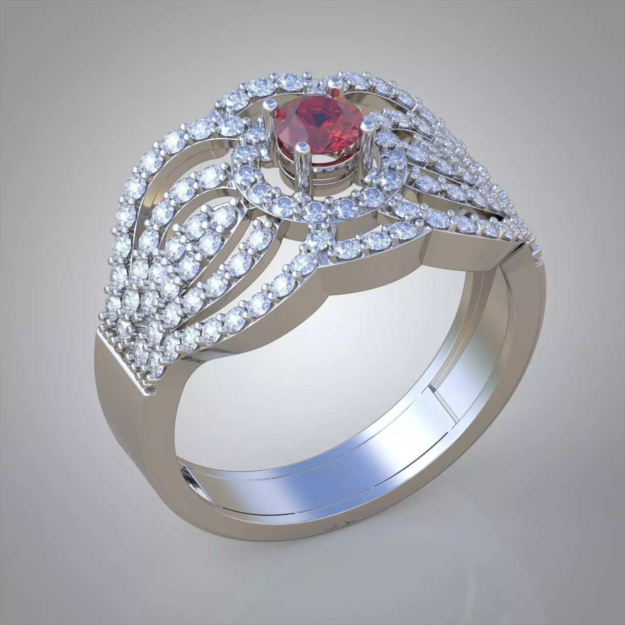Diamond ring 0437 3D printable model 3D print model