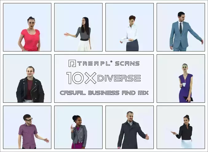 XAG07 10X Business Casual Man Asian African Sitting Woman 007