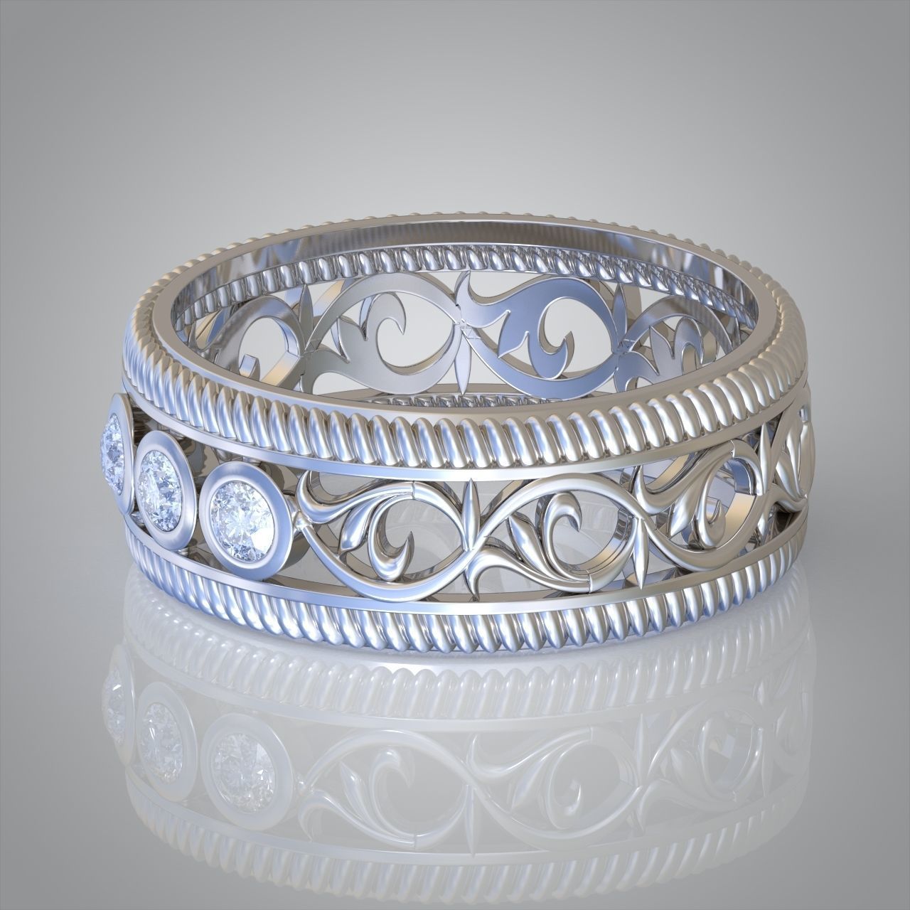 Diamond ring 0439 3D printable model10 3D print model_1