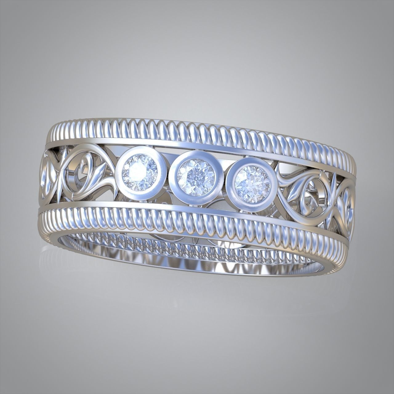 Diamond ring 0439 3D printable model10 3D print model_3