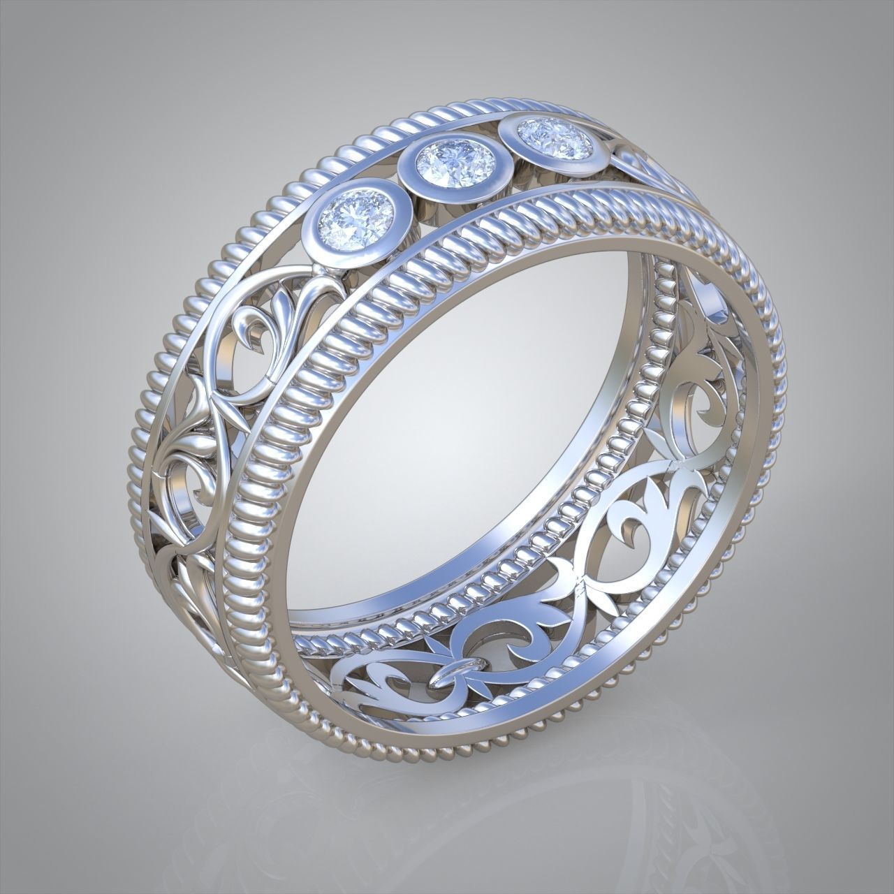 Diamond ring 0439 3D printable model10 3D print model_4