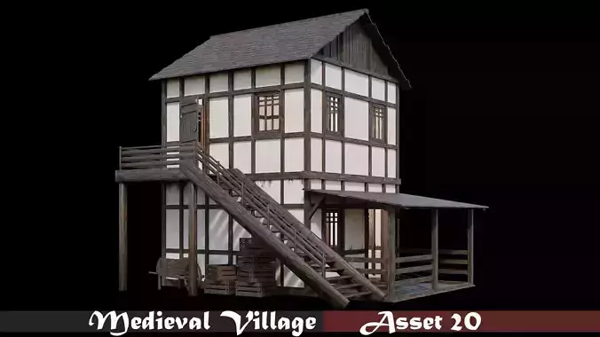 Medieval Village Asset 20- 4K Textures Game Ready Low-poly 3D model