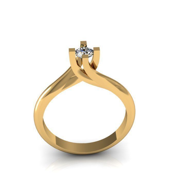 solitair ring 3D print model_2