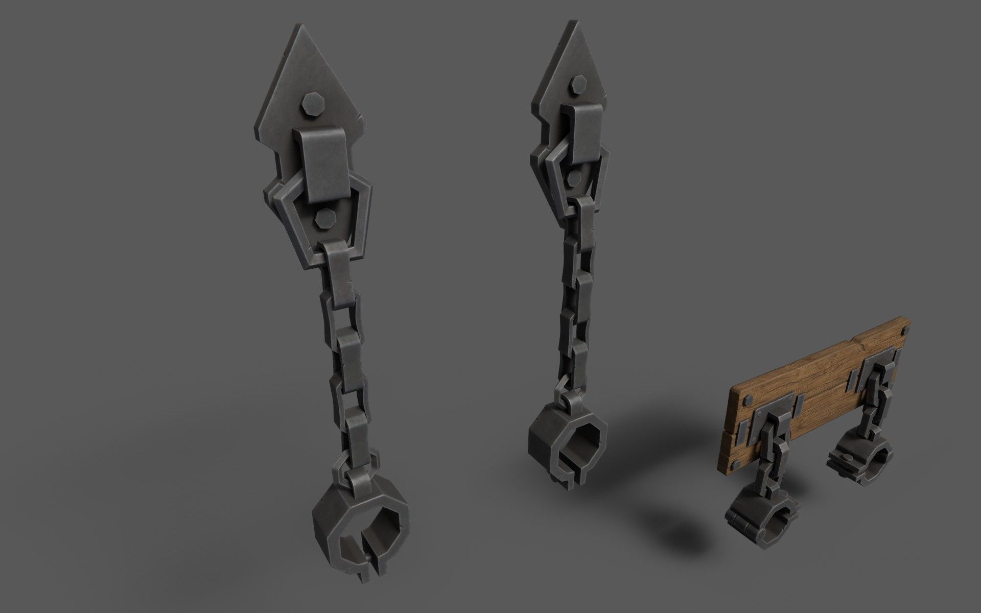 Medieval Shackles Low-poly 3D model_5