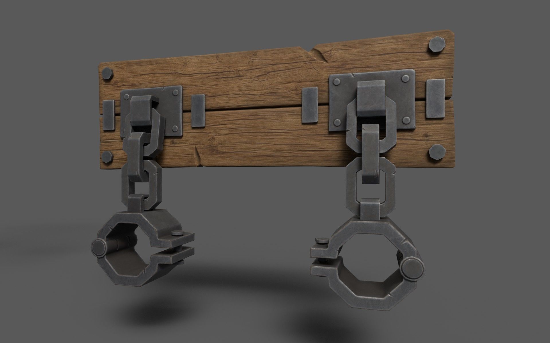 Medieval Shackles Low-poly 3D model_2