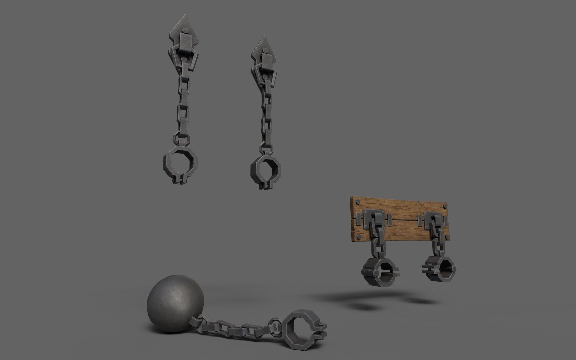 Medieval Shackles Low-poly 3D model_8