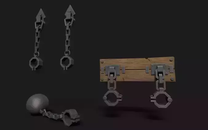 Medieval Shackles Low-poly 3D model