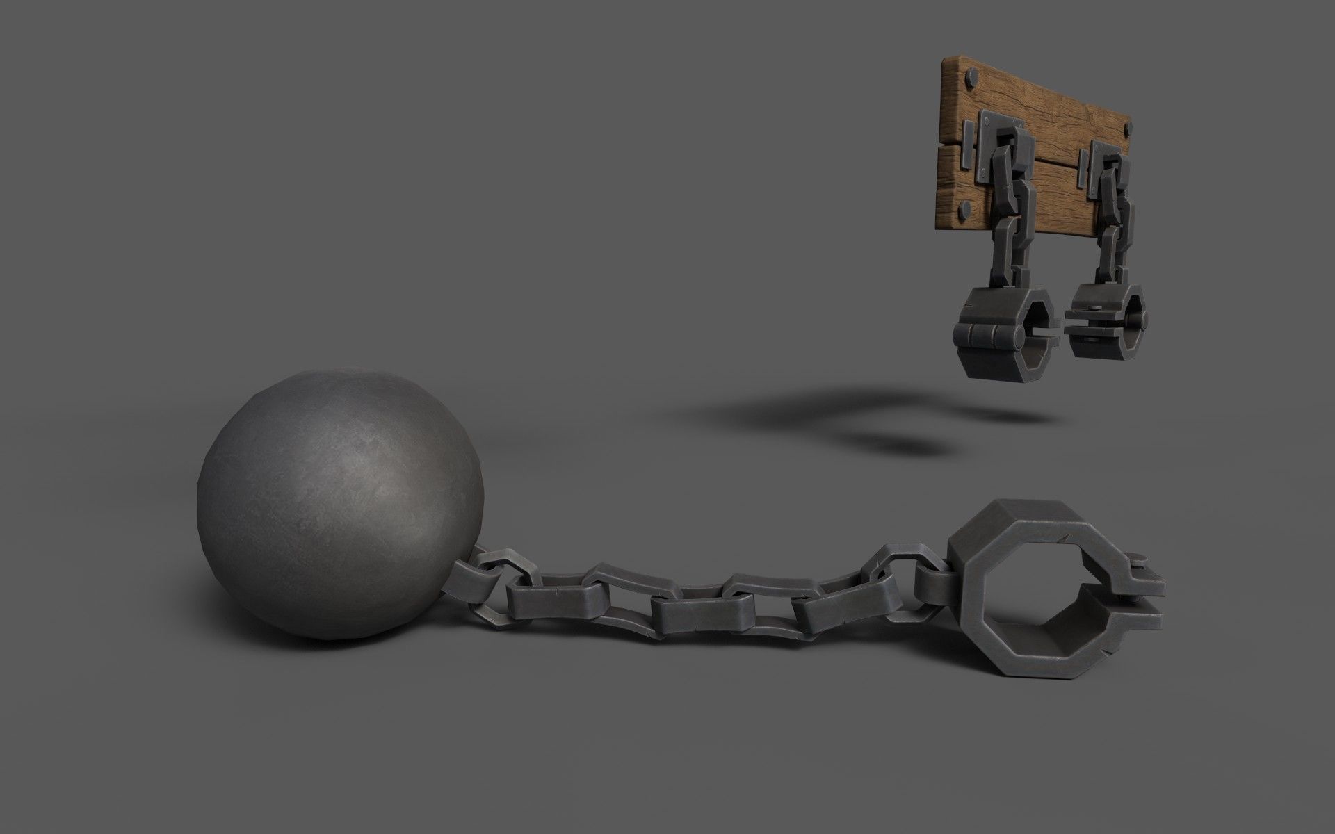 Medieval Shackles Low-poly 3D model_7