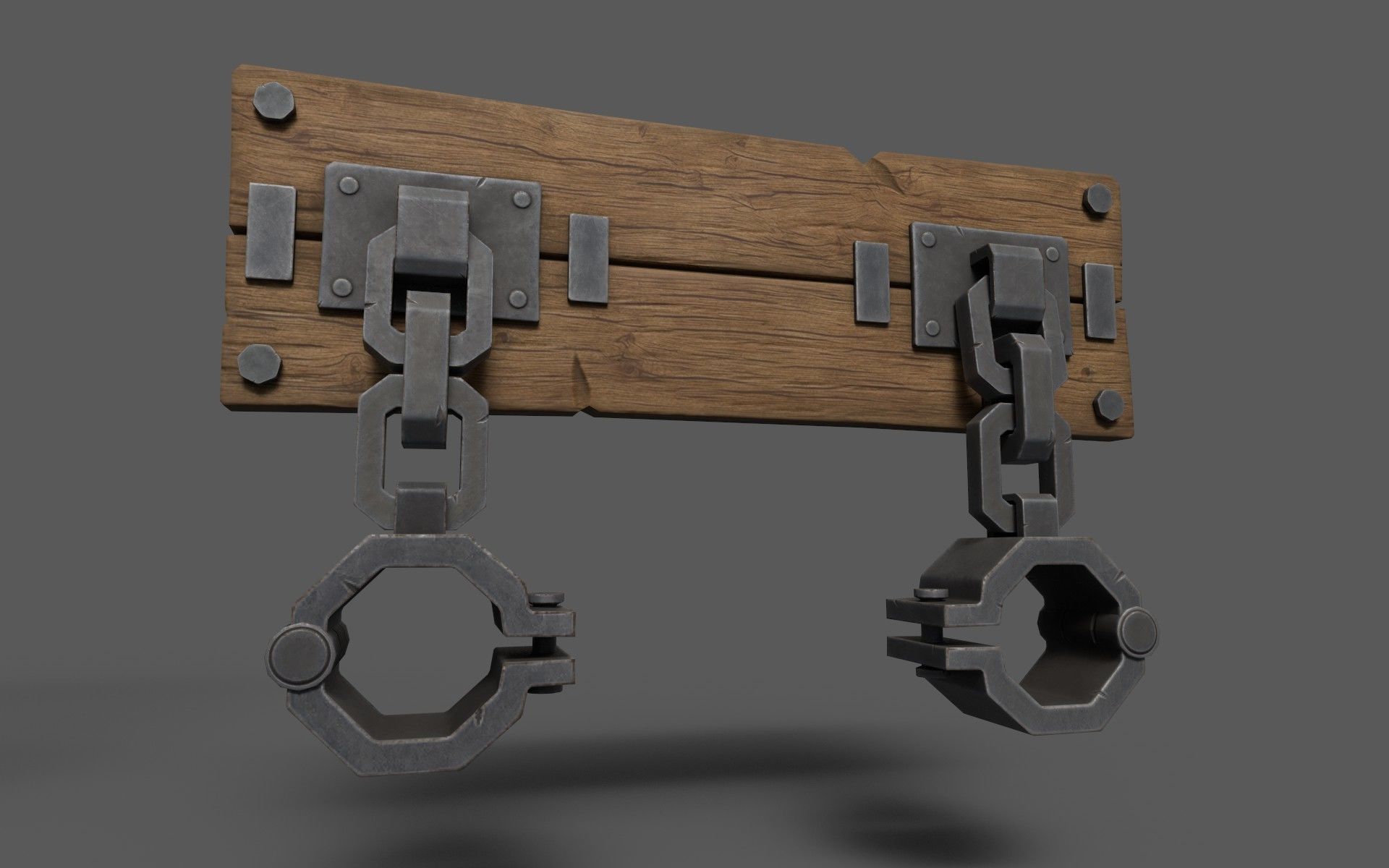 Medieval Shackles Low-poly 3D model_1