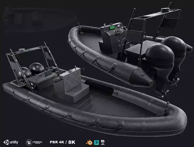 Military Boat Low-poly 3D model