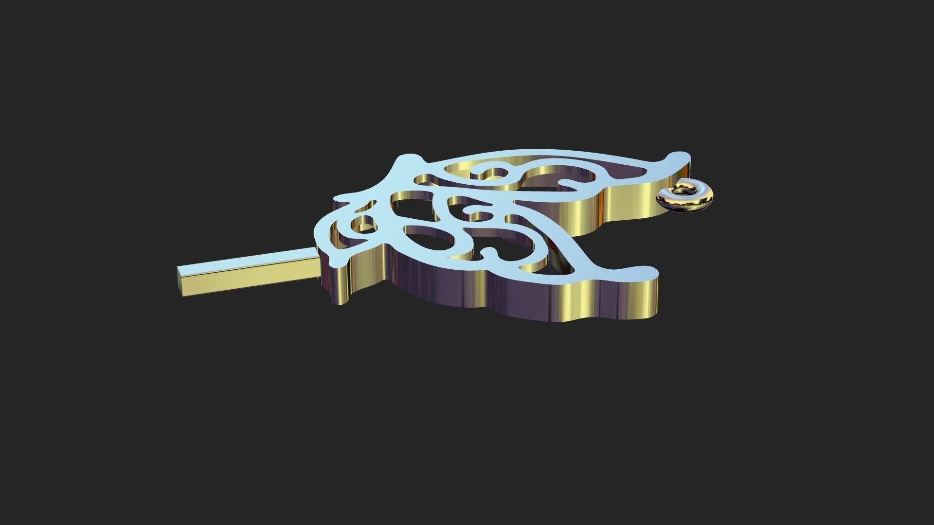Butterfly lace gold pendant 3D print model_3