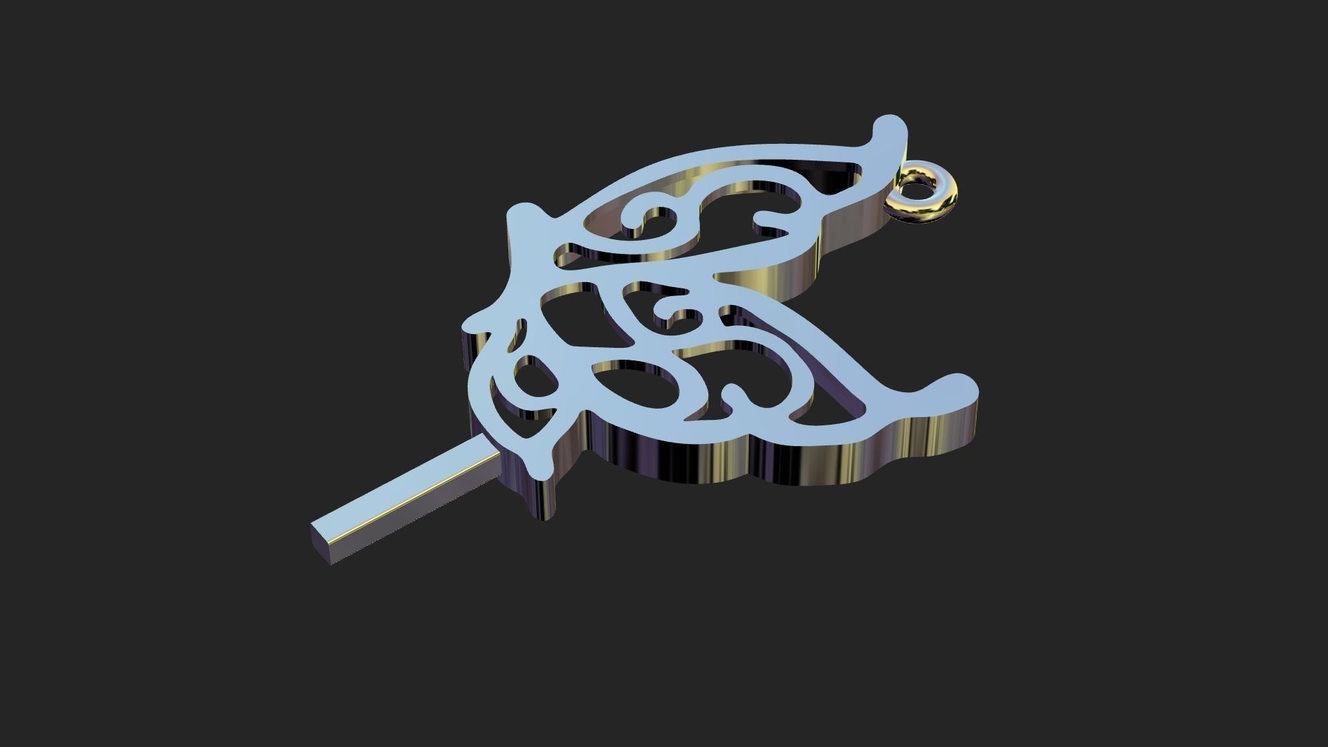 Butterfly lace gold pendant 3D print model_2