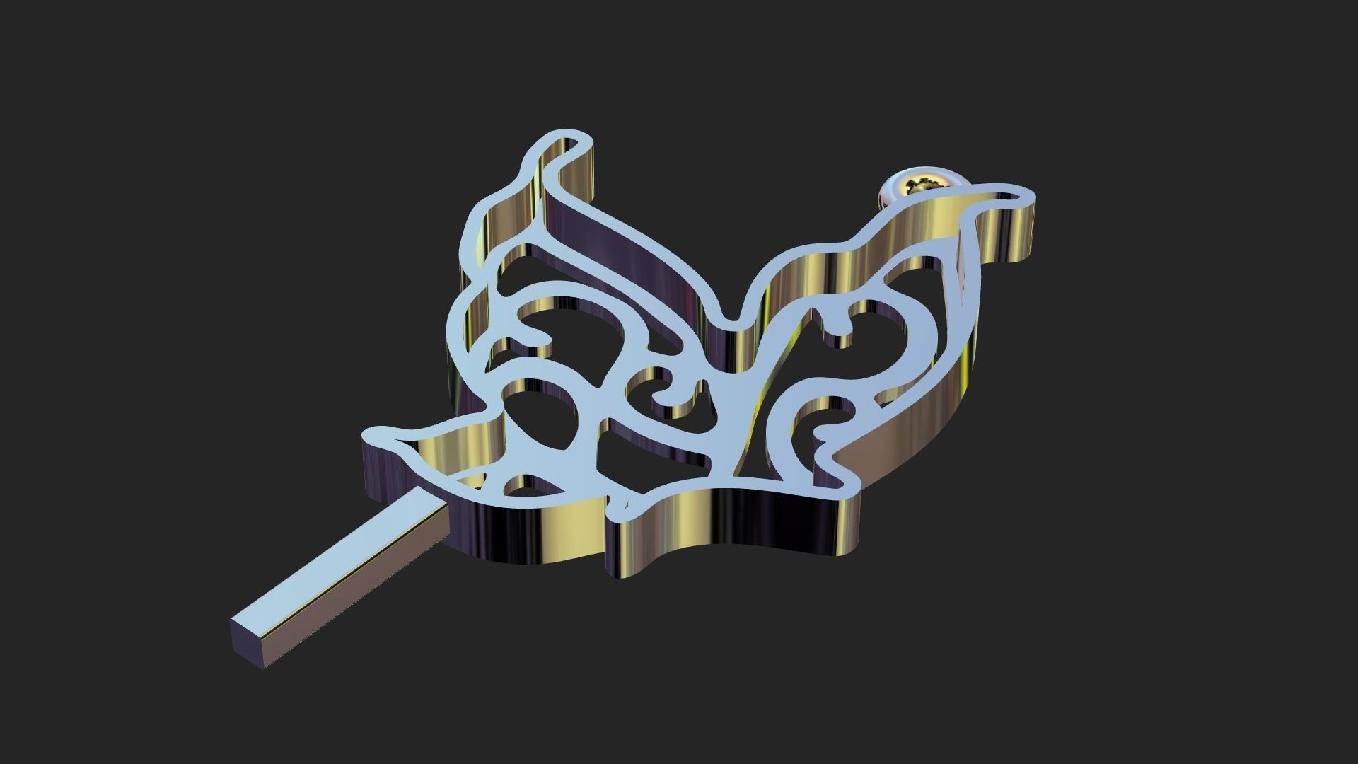 Butterfly lace gold pendant 3D print model_7