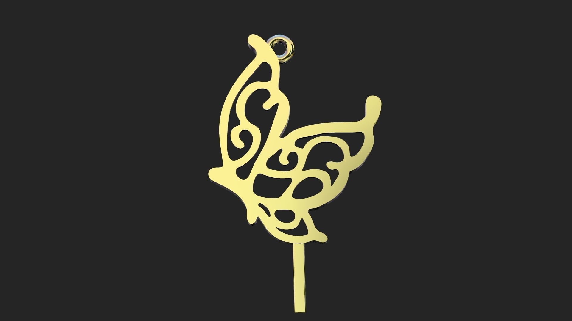 Butterfly lace gold pendant 3D print model_1