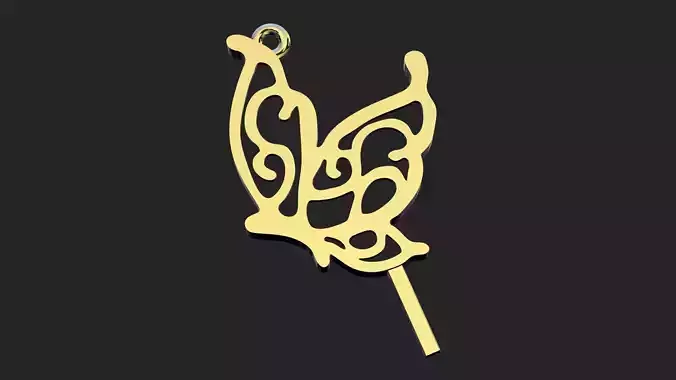 Butterfly lace gold pendant 3D print model