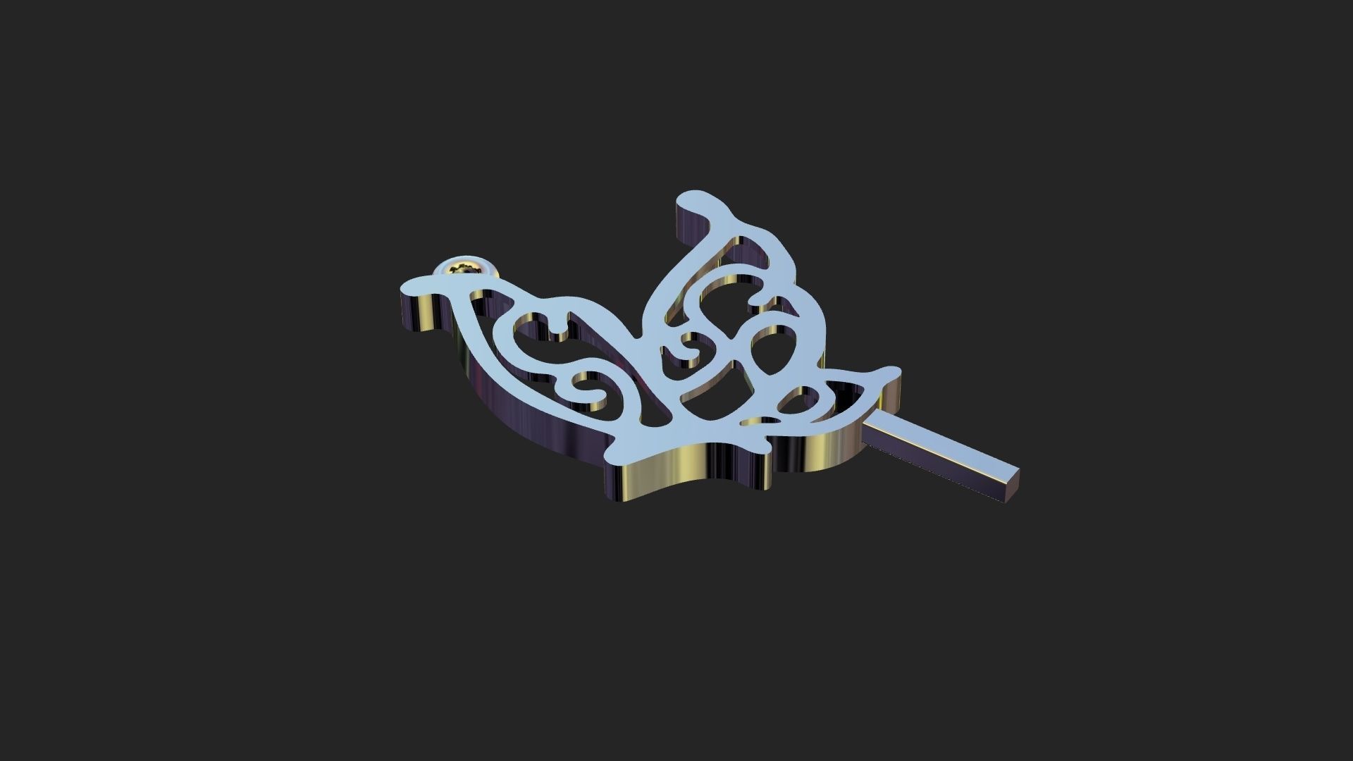 Butterfly lace gold pendant 3D print model_4