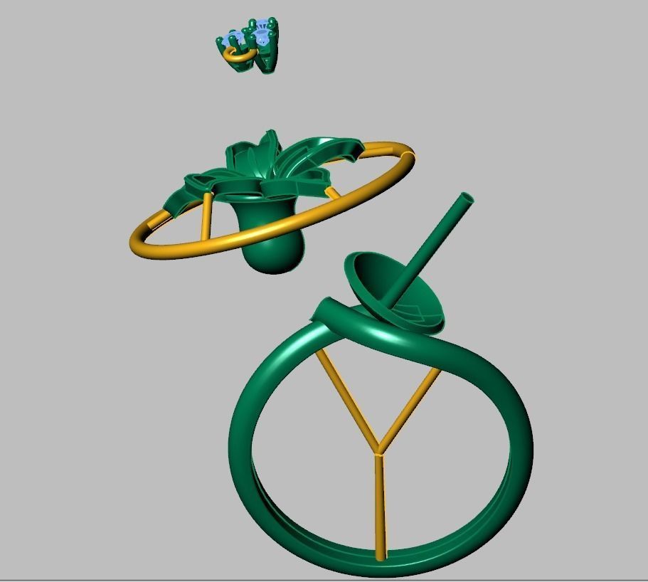 Diamond ring 0444 3D printable model9 3D print model_16