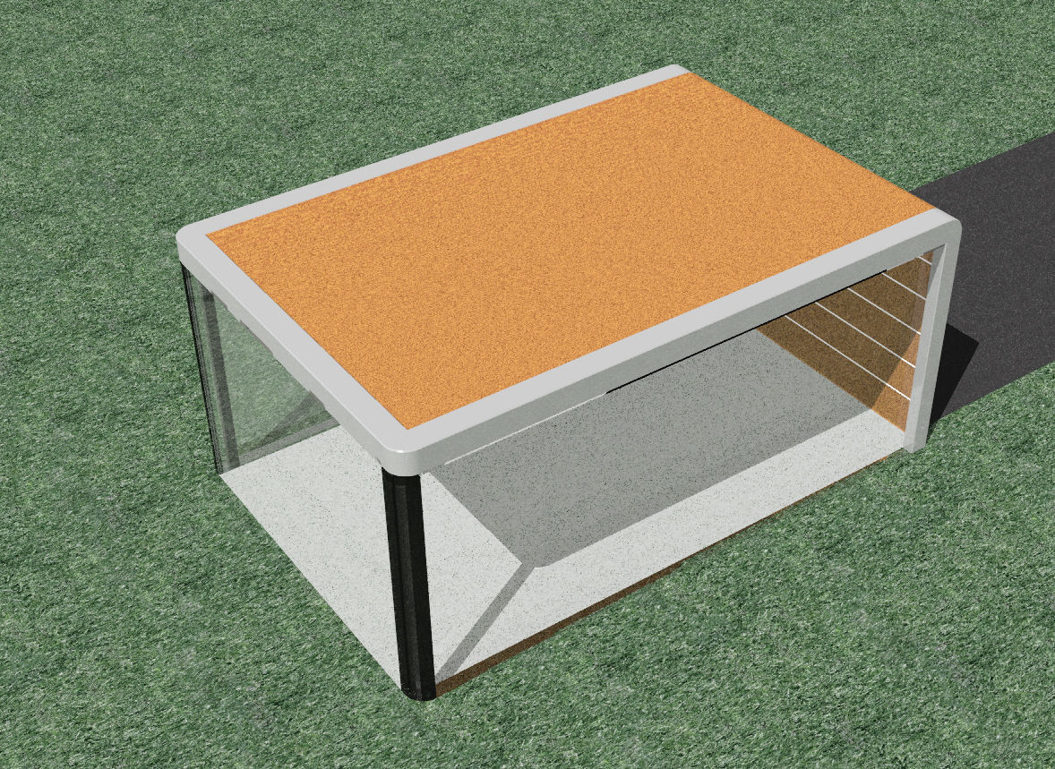 Carport garage with glass walls 3D model_1