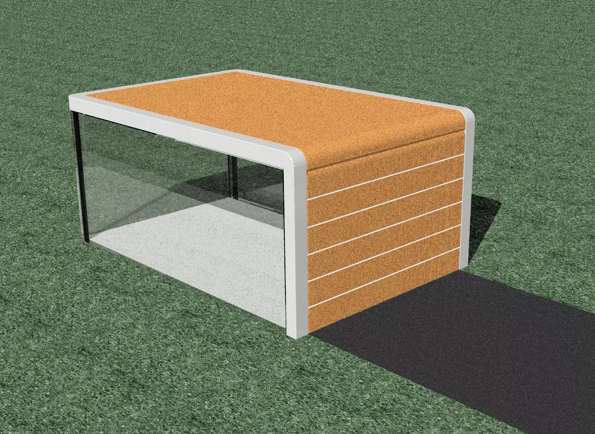 Carport garage with glass walls 3D model_0
